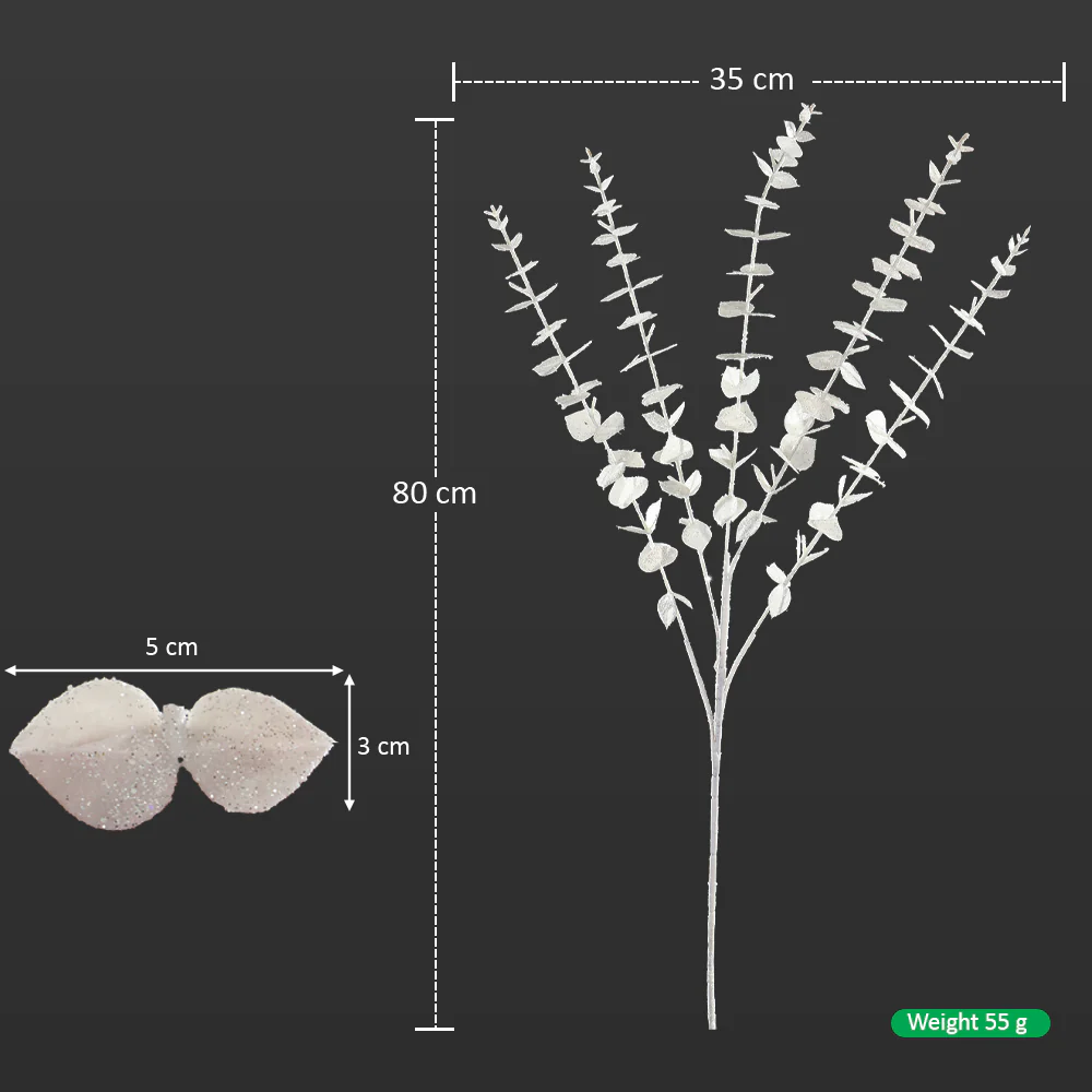 1 Piece Artificial White Leaves Stem(Vase not Included) - Image 2