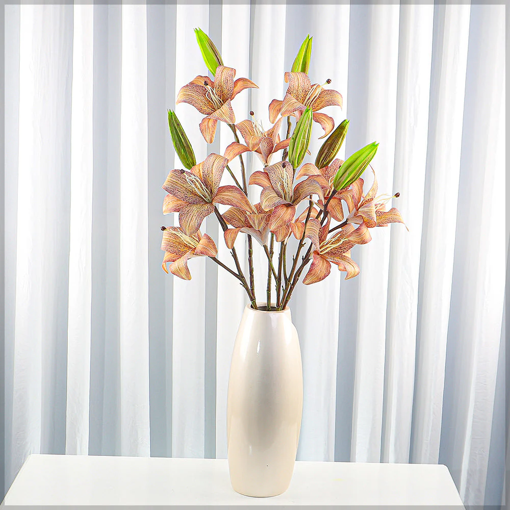 2-Packs 3heads Nearly Natural Lily Flower (without vase) - Image 4