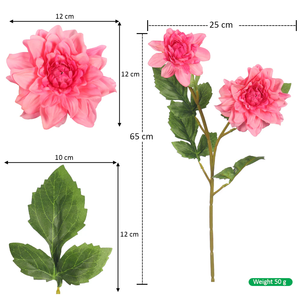2Heads Artificial Dahlia Flower Single Stem(without vase) - Image 5