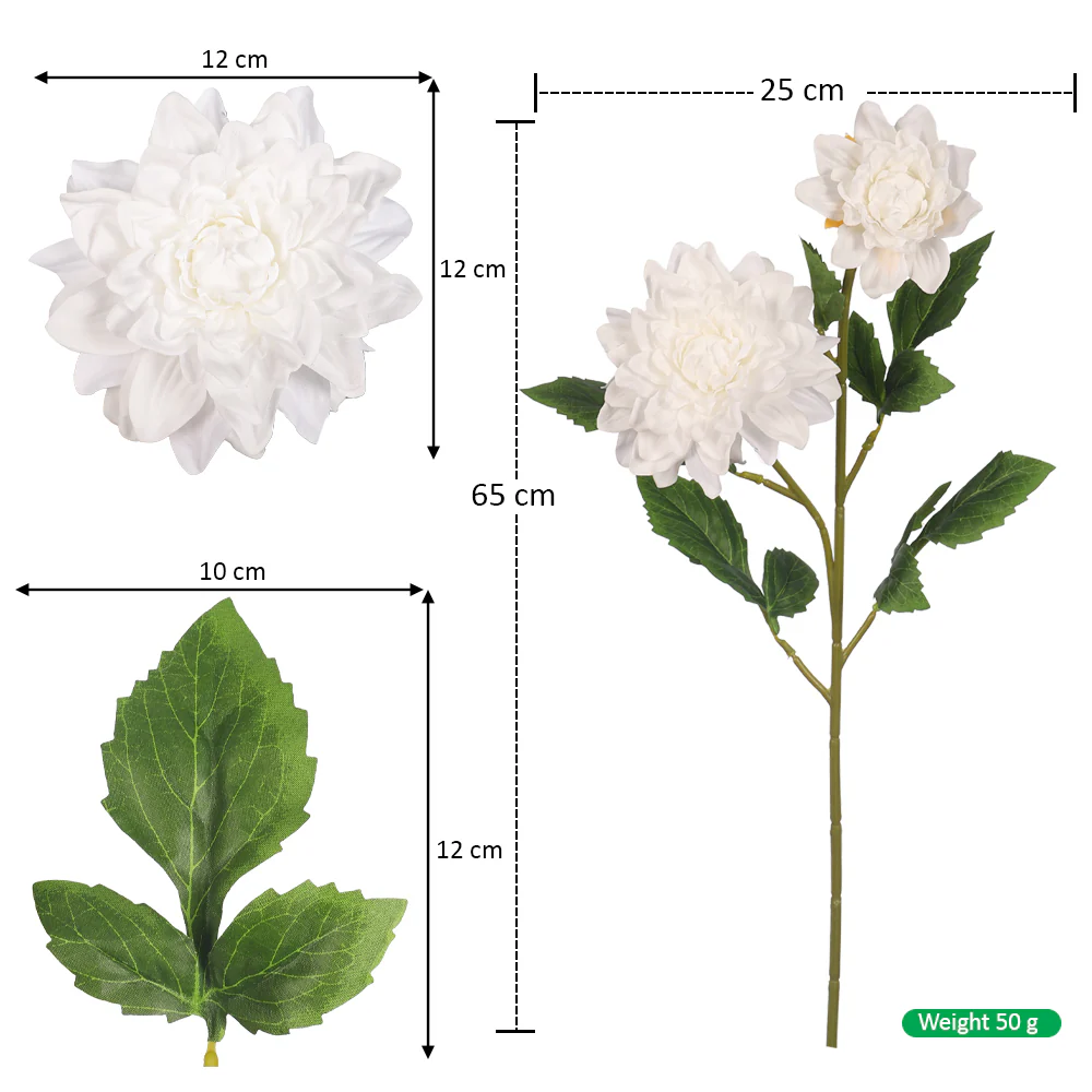 2Heads Artificial Dahlia Flower Single Stem(without vase) - Image 8