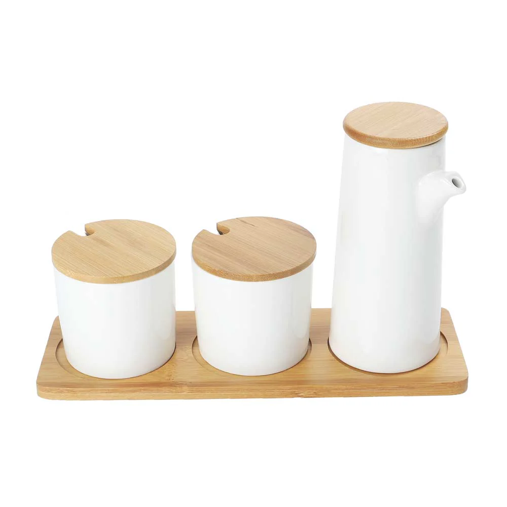 3 Piece Ceramic Seasoning Jar With Wood Tray(without accessories) - Image 2