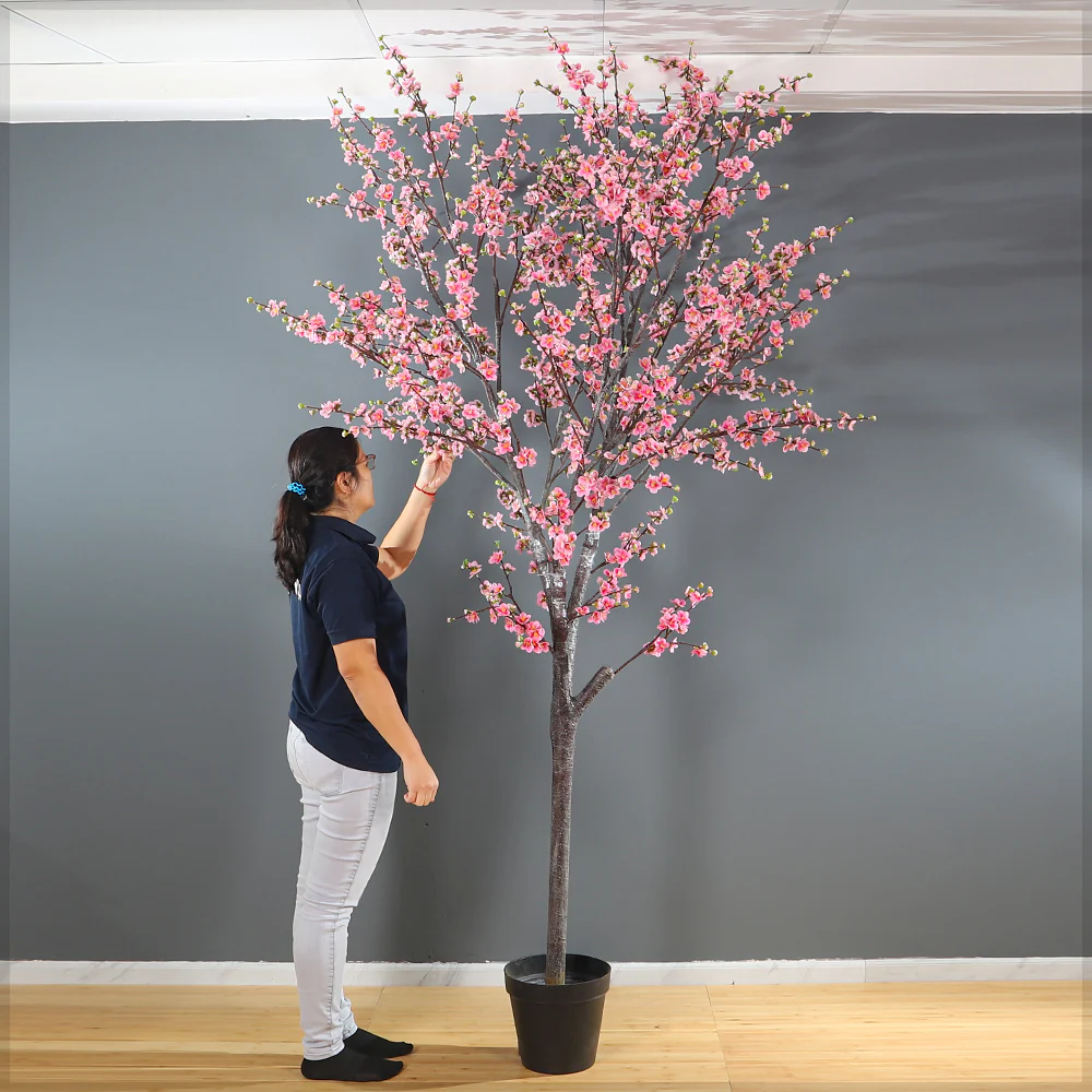 3D Flowers Artificial Cherry Blossom Tree in Black Pot - Image 8