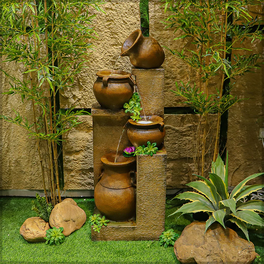 1Piece 4 Tiered Floor Standing Water Fountain for Garden and Home Decor (Fountain Only) - Image 10