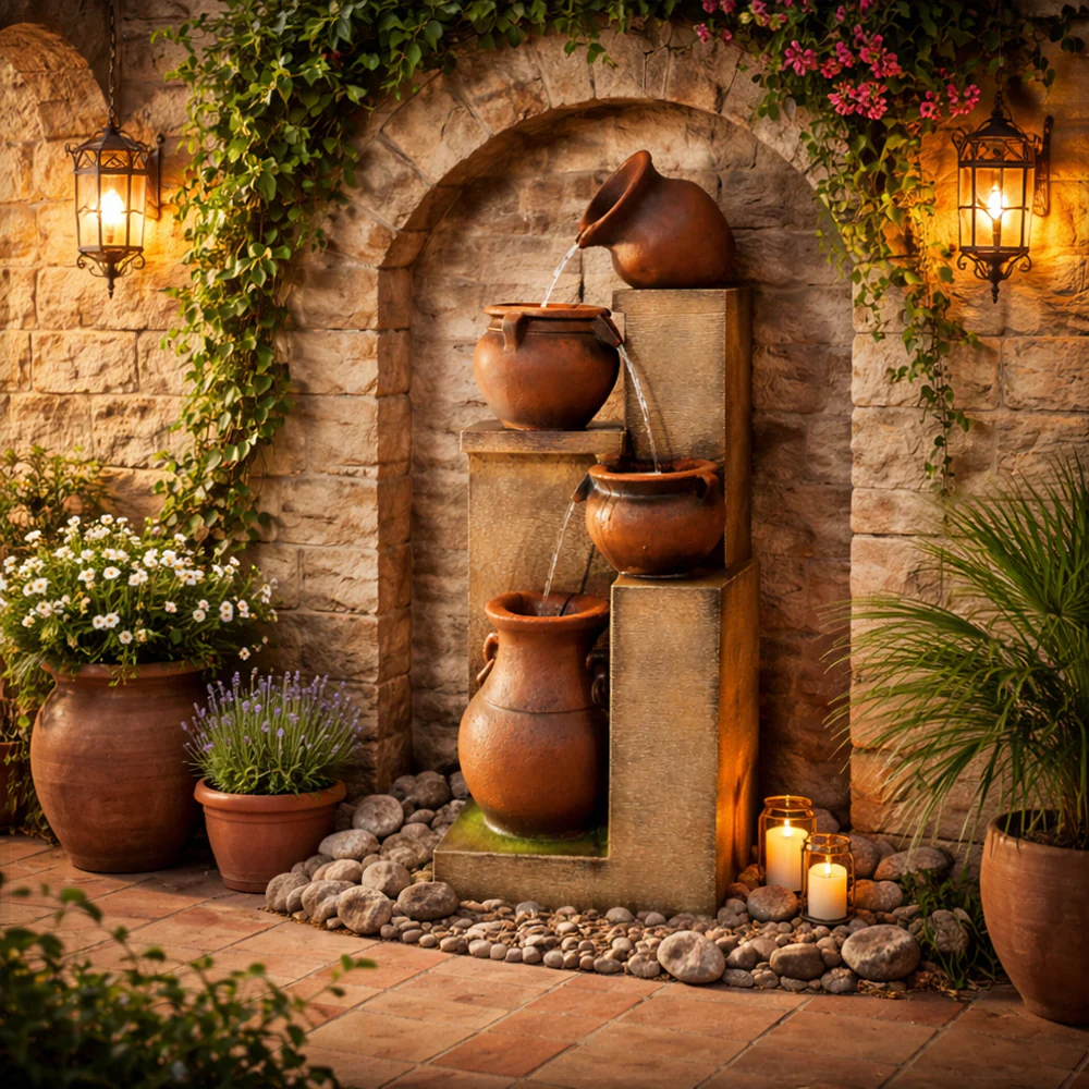 1Piece 4 Tiered Floor Standing Water Fountain for Garden and Home Decor (Fountain Only) - Image 12