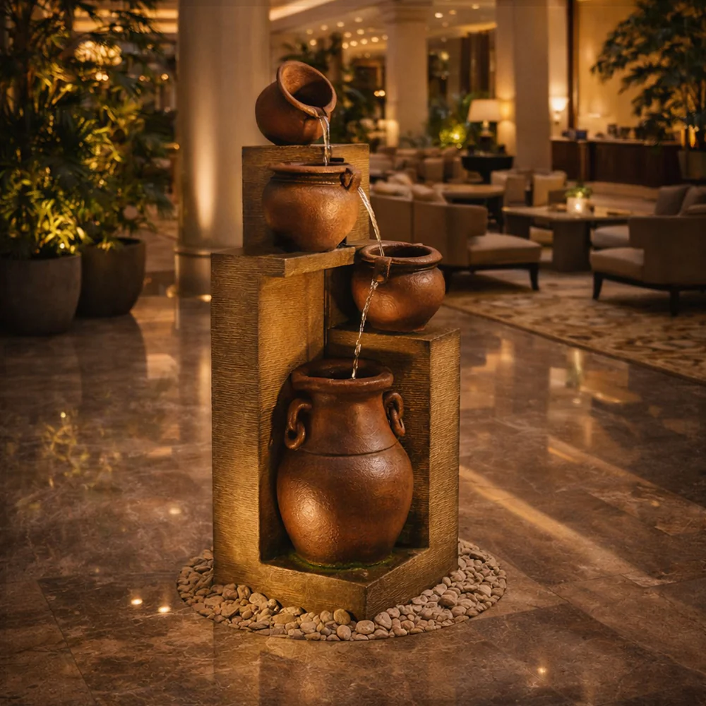1Piece 4 Tiered Floor Standing Water Fountain for Garden and Home Decor (Fountain Only) - Image 14