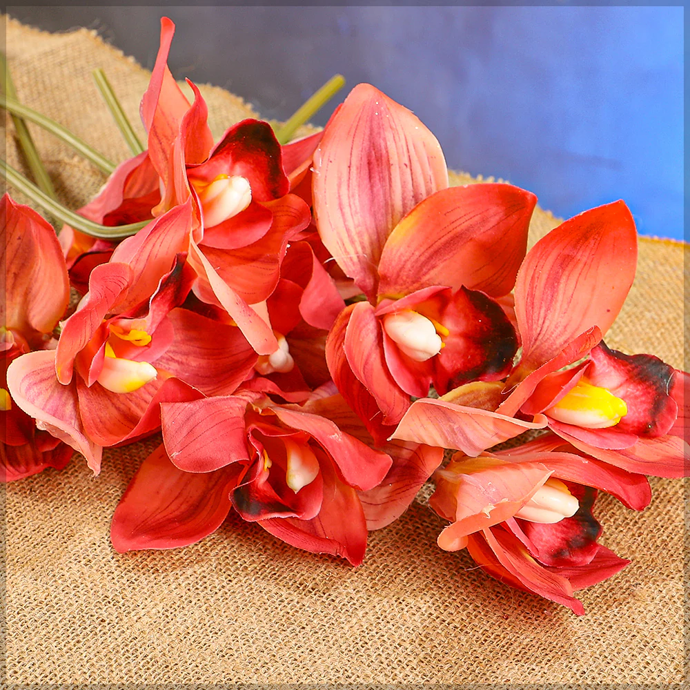 5 Heads Of Artificial Cymbidium Orchid Flower(without vase) - Image 33