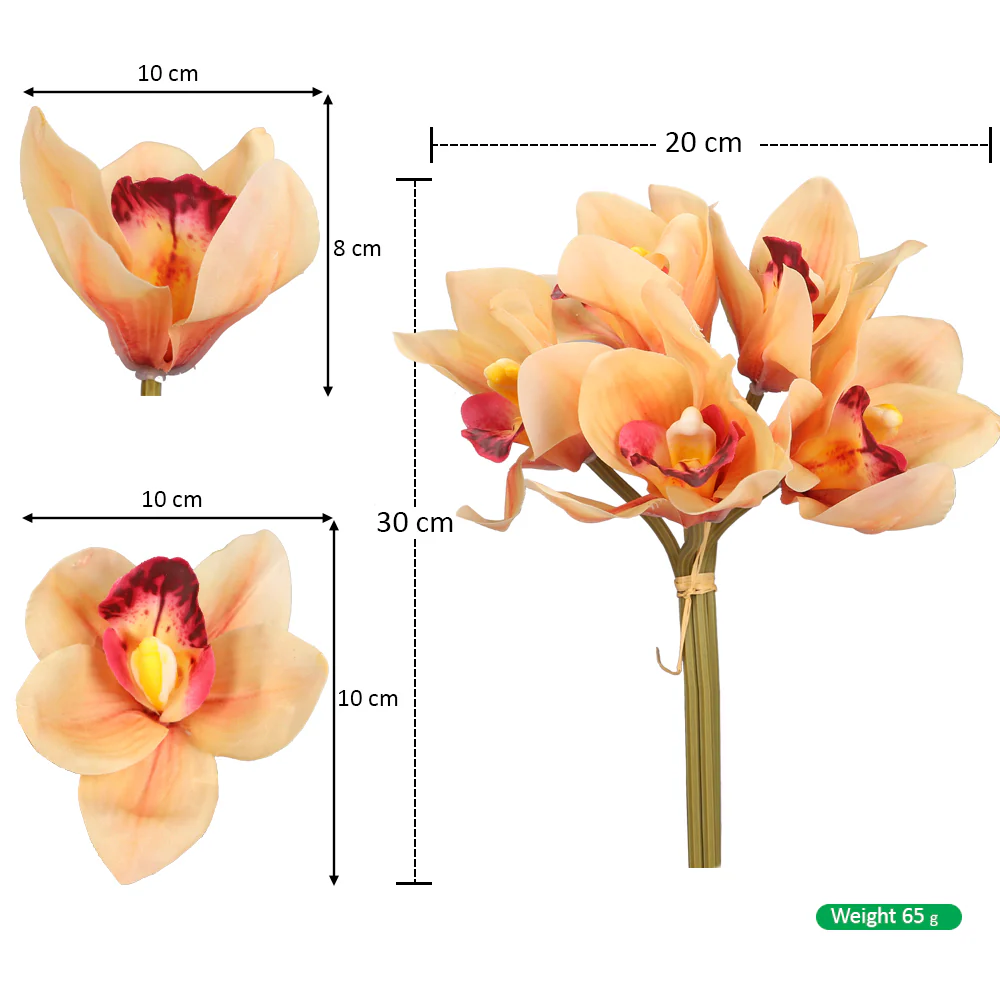 5 Heads Of Artificial Cymbidium Orchid Flower(without vase) - Image 36