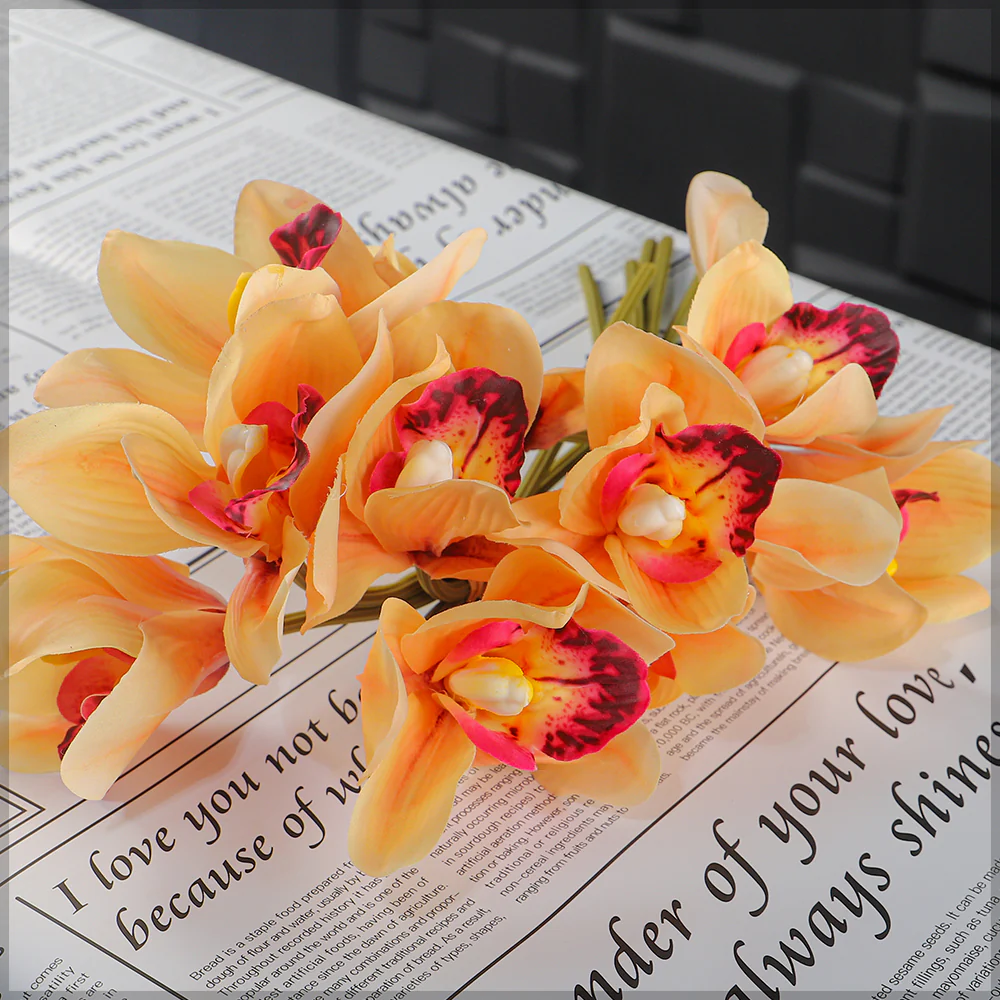 5 Heads Of Artificial Cymbidium Orchid Flower(without vase) - Image 37