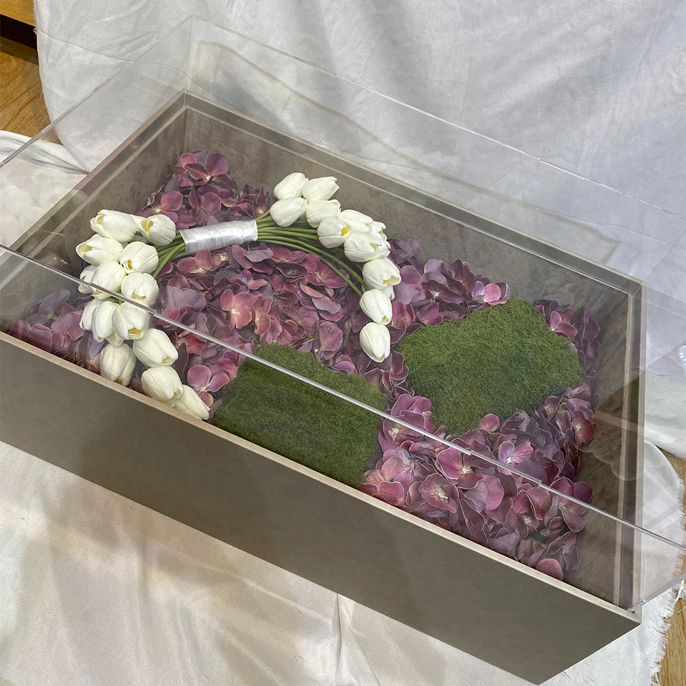 A Symphony of Nature: White Tulips, Hydrangeas & Moss Elegance for display purposes only (non-sale) - Image 2