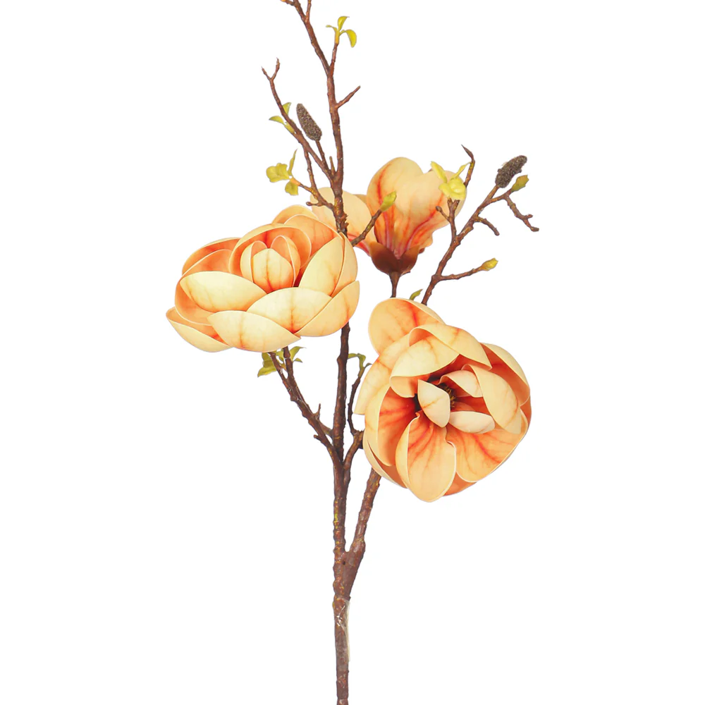 Artificial 3 Heads Magnolia Flower Single Stem(without vase) - Image 12