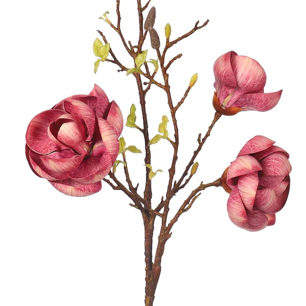 Artificial 3 Heads Magnolia Flower Single Stem(without vase) - Image 18