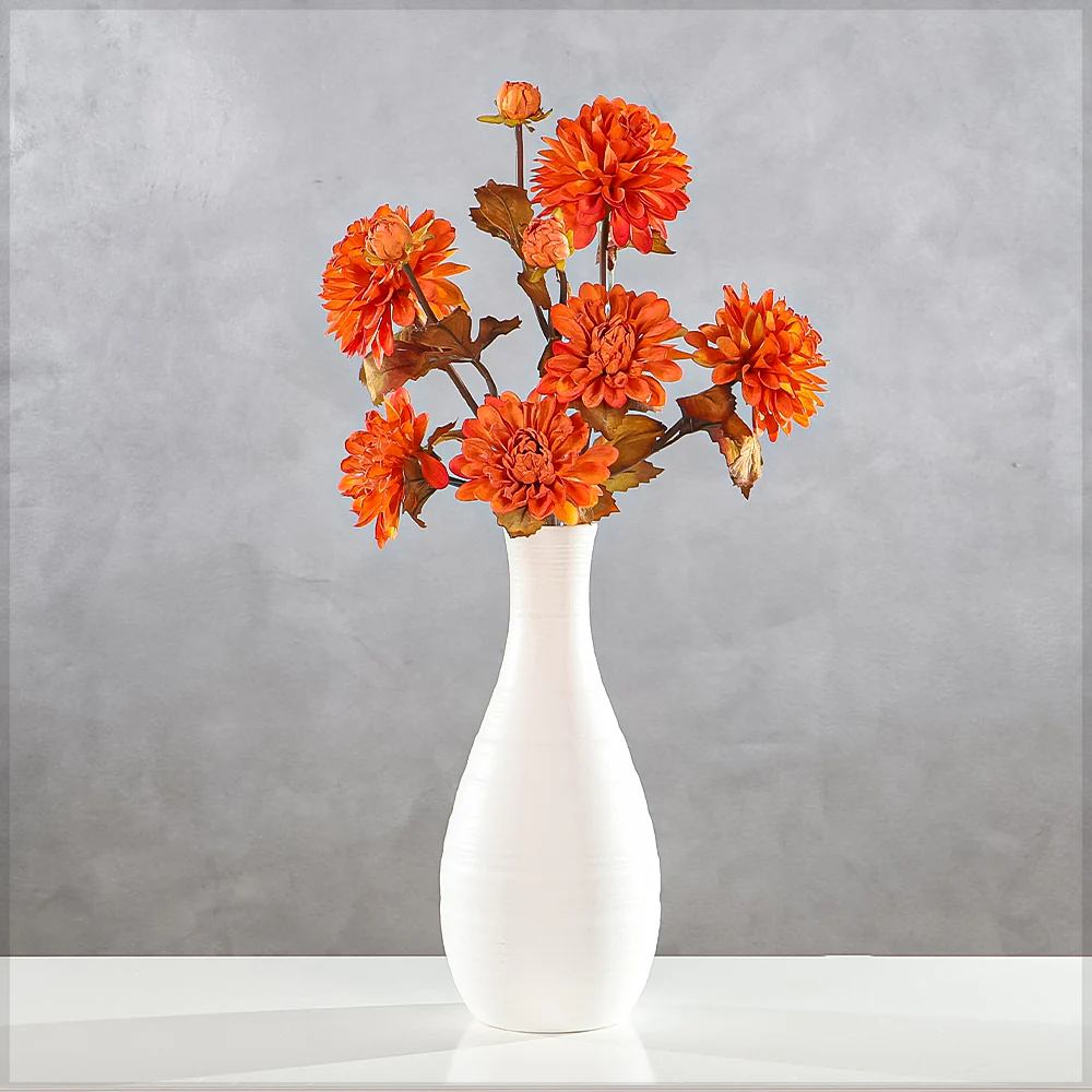 Artificial Single Stem 3Heads Dahlia Flower(without vase) - Image 7