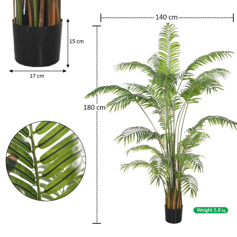 Artificial Areca Palm Tree – Realistic Faux Indoor Plant (with black nursery pot) - Image 11