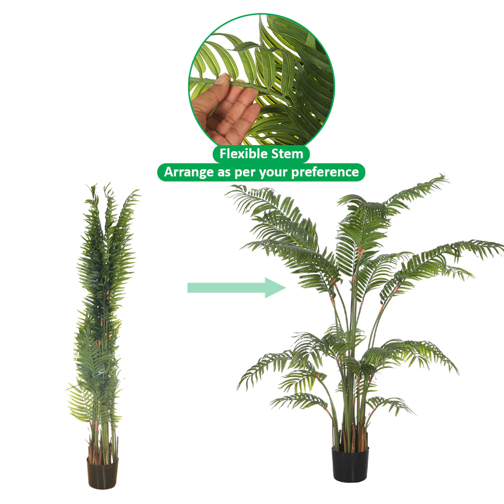 Artificial Areca Palm Tree – Realistic Faux Indoor Plant (with black nursery pot) - Image 4