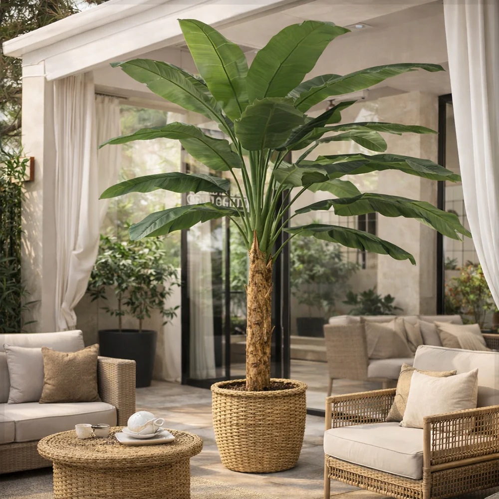 Artificial Banana Tree – Tall Realistic Faux Tropical Plant in Black  Pot - Image 10
