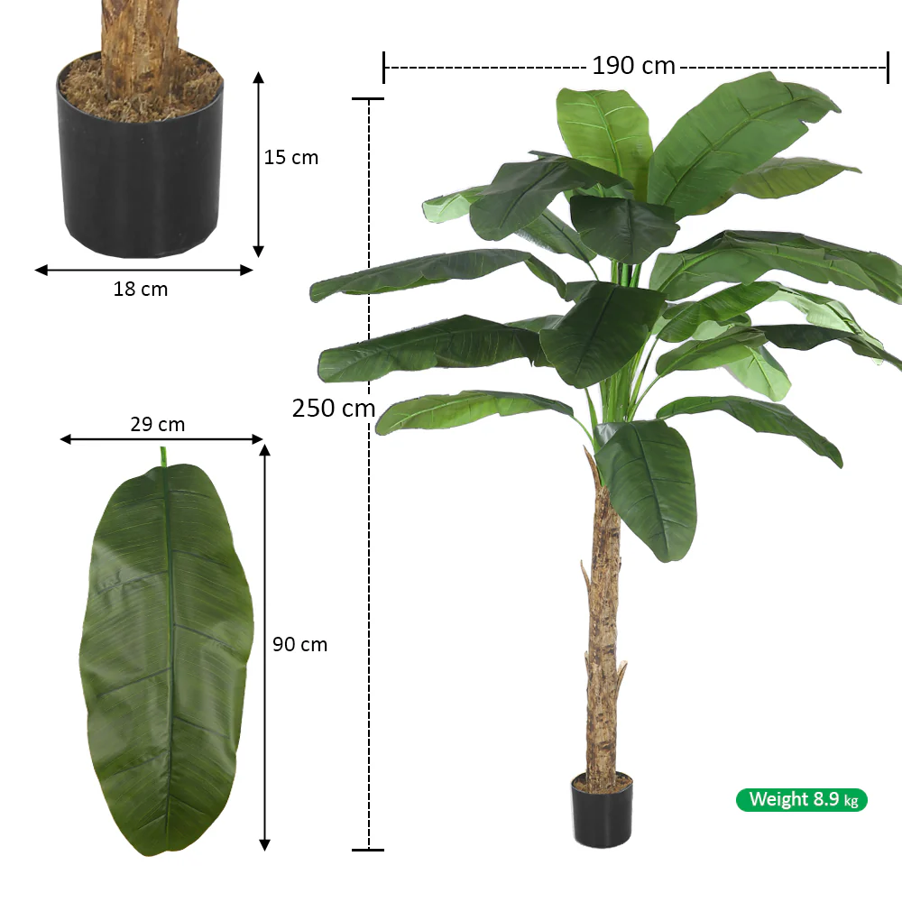 Artificial Banana Tree – Tall Realistic Faux Tropical Plant in Black  Pot - Image 12