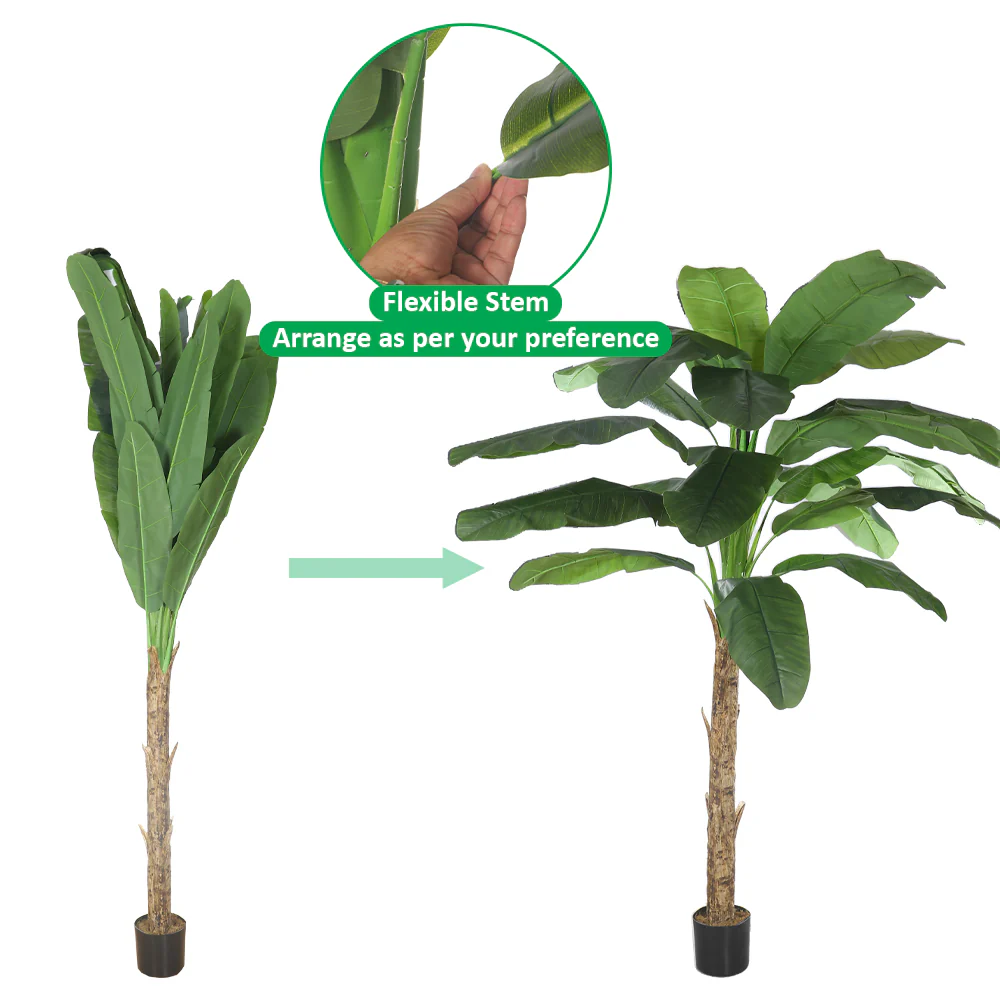 Artificial Banana Tree – Tall Realistic Faux Tropical Plant in Black  Pot - Image 13