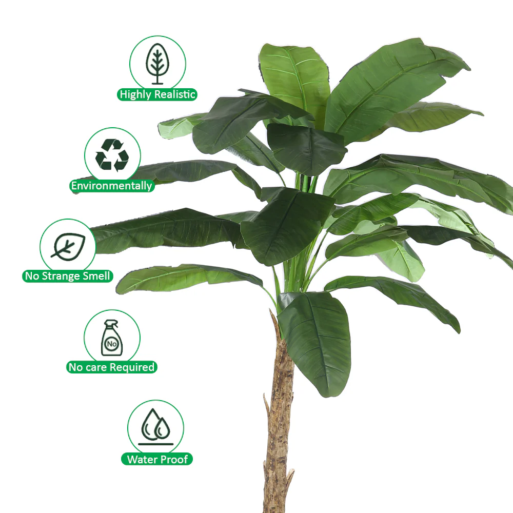 Artificial Banana Tree – Tall Realistic Faux Tropical Plant in Black  Pot - Image 14