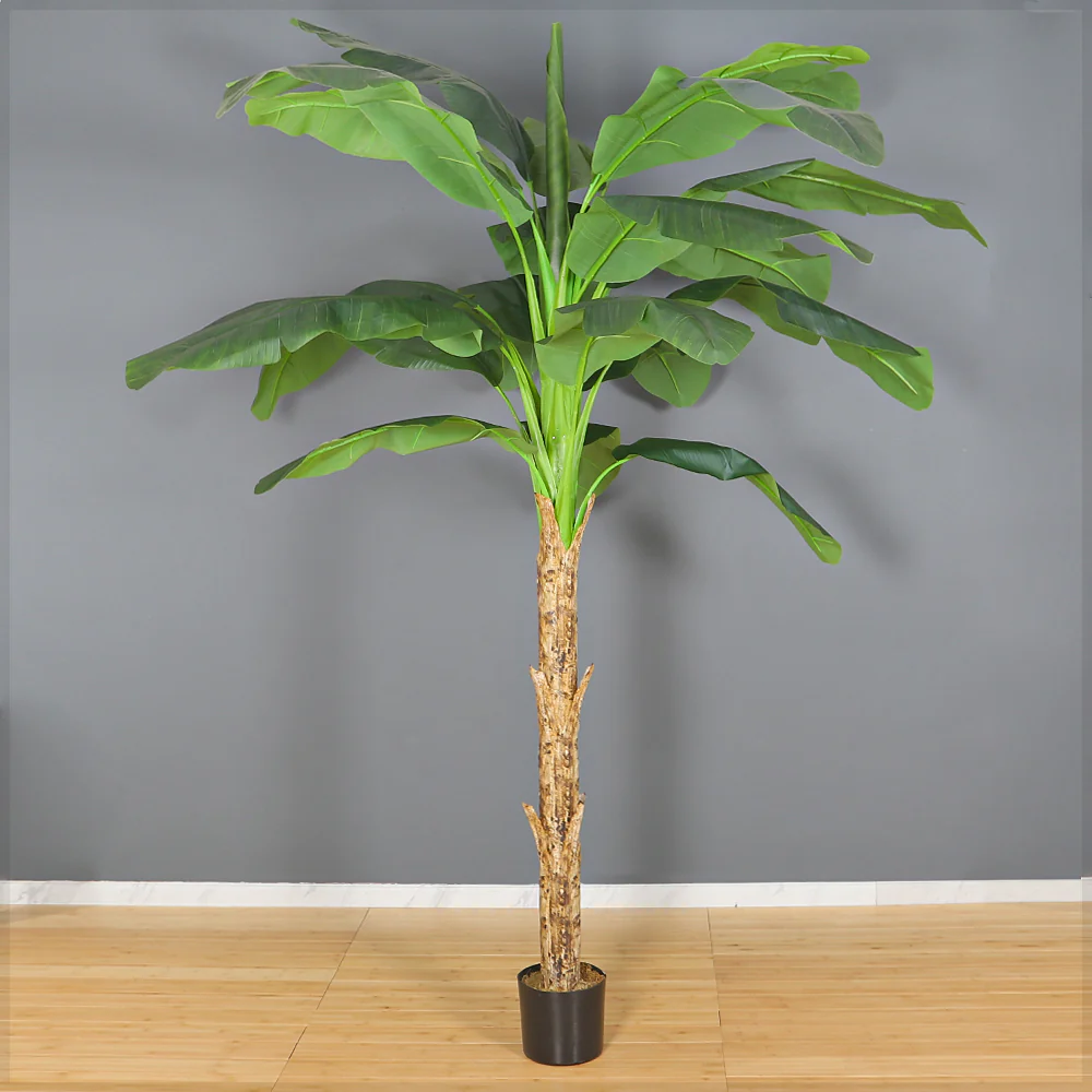 Artificial Banana Tree – Tall Realistic Faux Tropical Plant in Black  Pot - Image 16