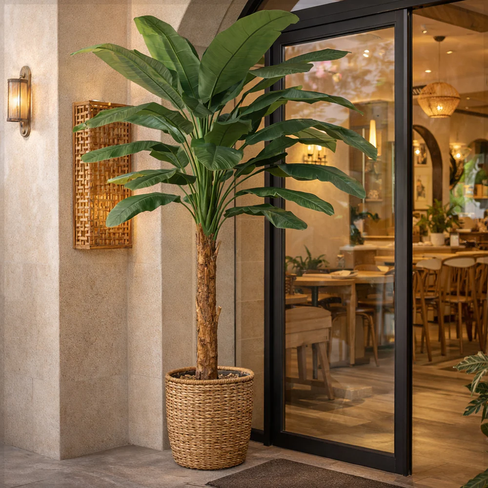 Artificial Banana Tree – Tall Realistic Faux Tropical Plant in Black  Pot - Image 17