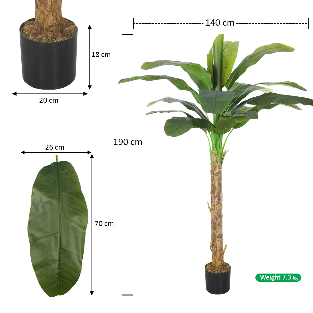 Artificial Banana Tree – Tall Realistic Faux Tropical Plant in Black  Pot - Image 3