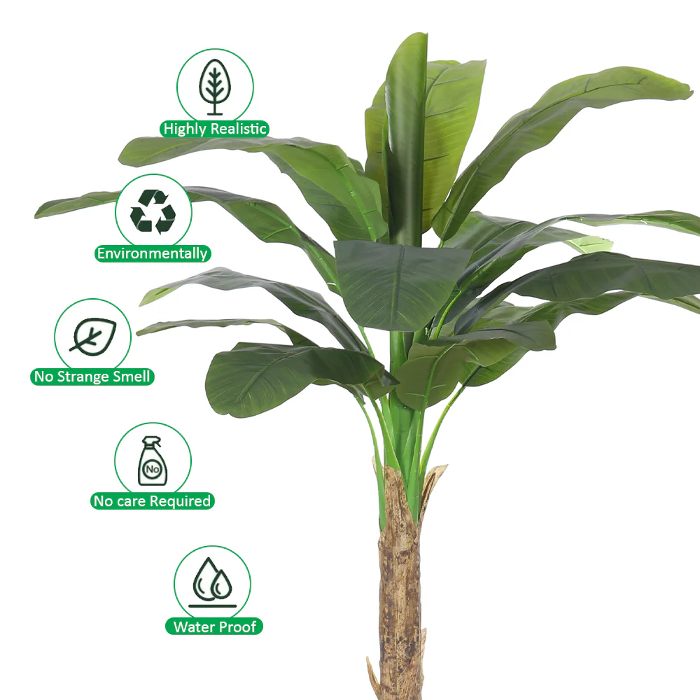 Artificial Banana Tree – Tall Realistic Faux Tropical Plant in Black  Pot - Image 5