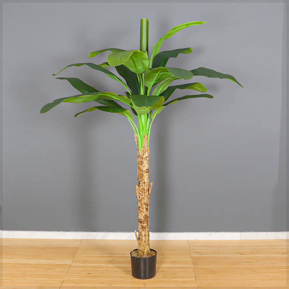 Artificial Banana Tree – Tall Realistic Faux Tropical Plant in Black  Pot - Image 8