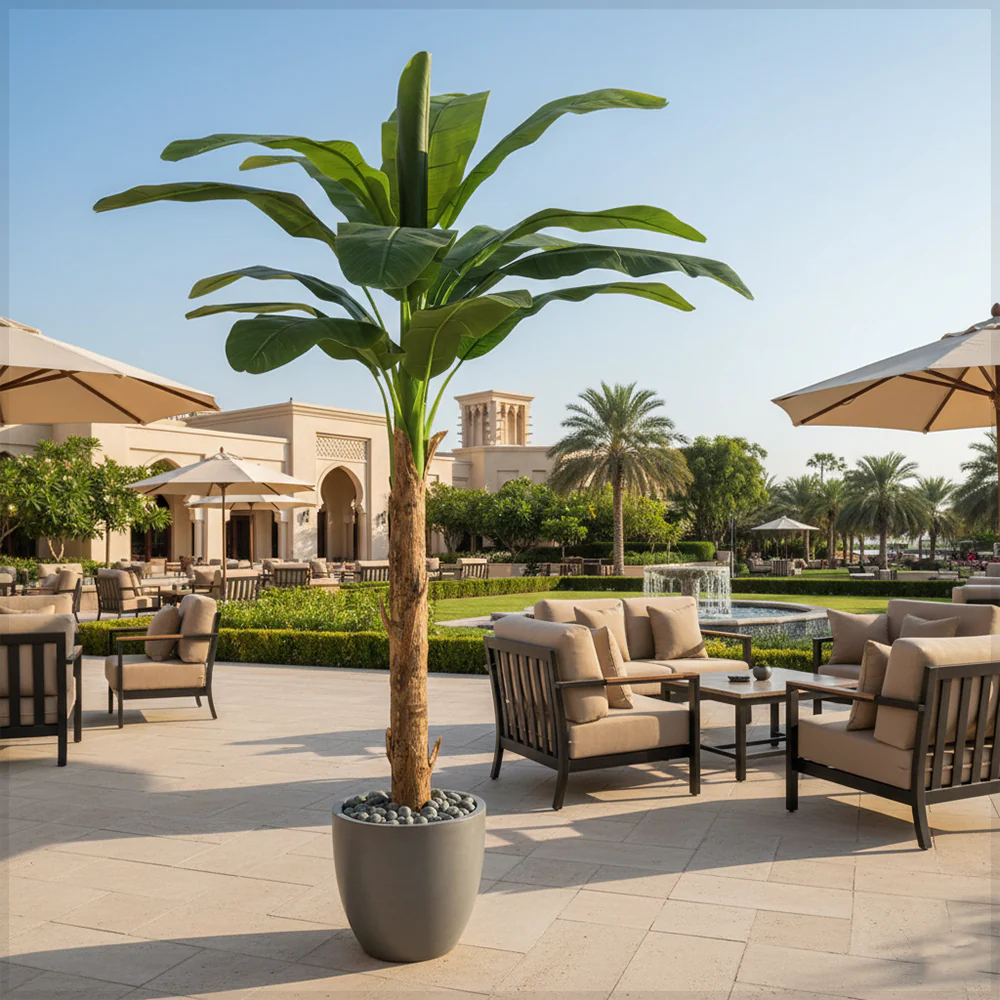 Artificial Banana Tree – Tall Realistic Faux Tropical Plant in Black  Pot - Image 9