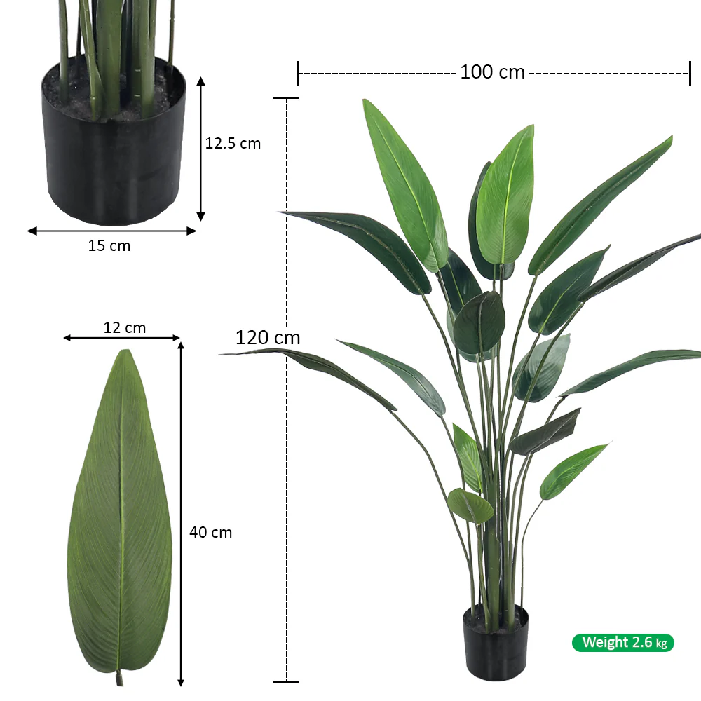 Artificial Bird of Paradise Plant in Black Pot - Image 3