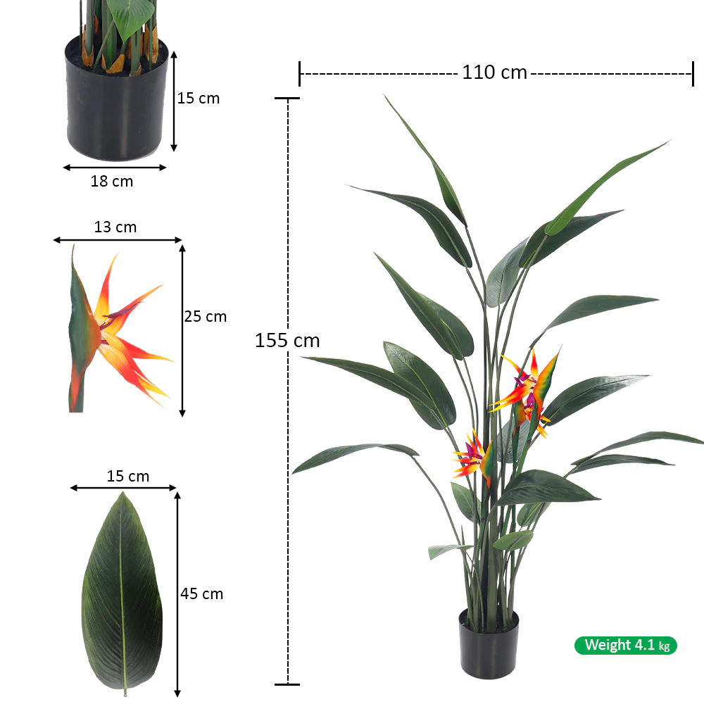 Artificial Birds of Paradise Plant with Flowers - Image 3