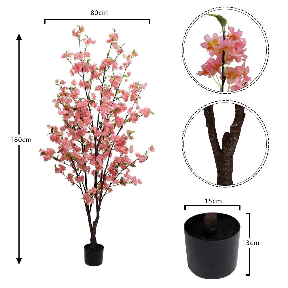 Artificial Cherry Blossom Sakura Flower Tree(with black nursery pot) - Image 3