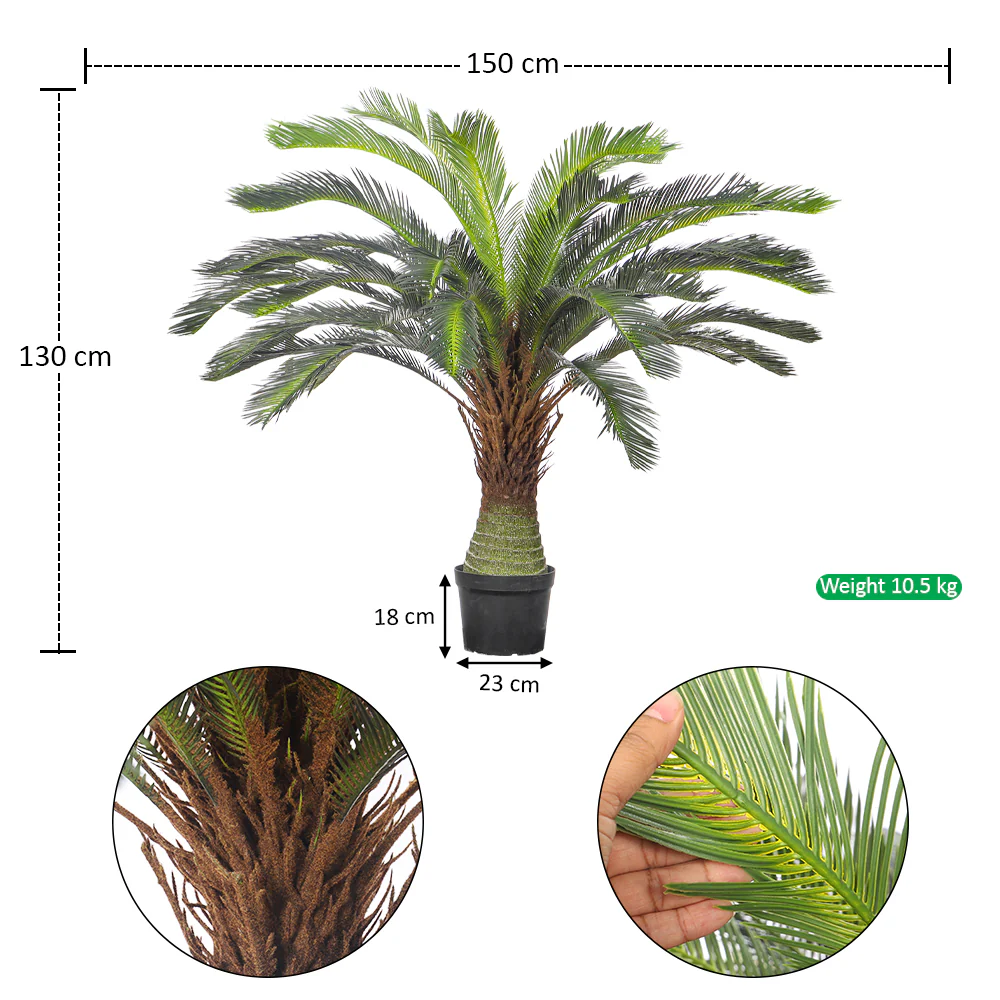 Artificial Cycas Plant 130cm Tall(with black nursery pot) - Image 2