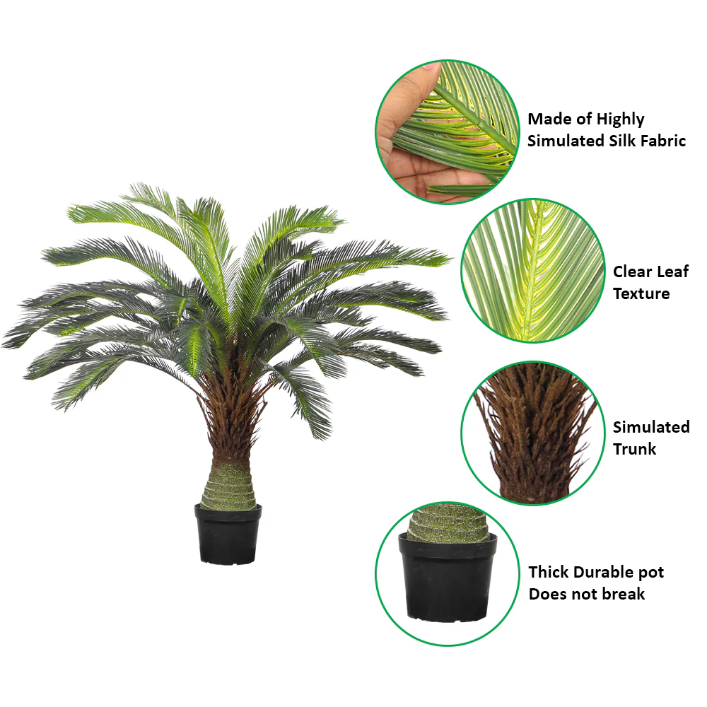 Artificial Cycas Plant 130cm Tall(with black nursery pot) - Image 4