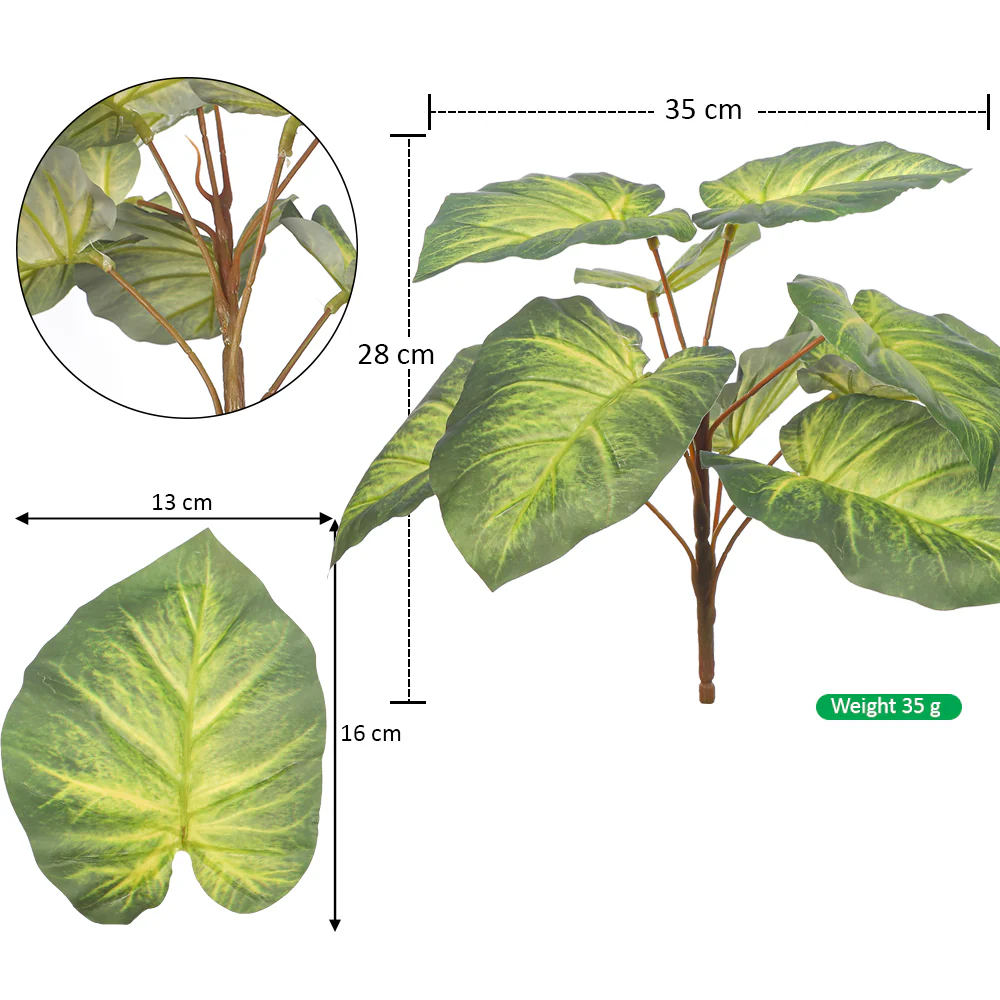 Artificial Diffenbachia Philodendron Bunch Leaves(without vase) - Image 2