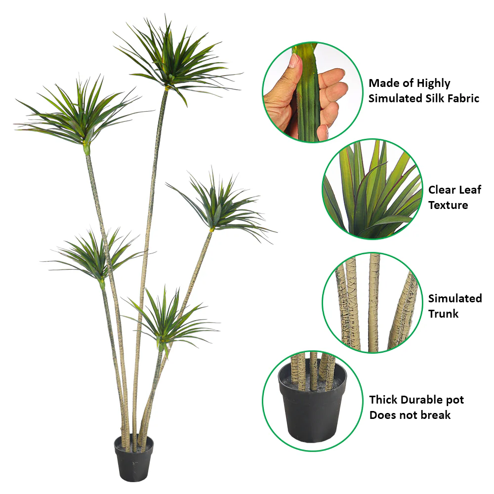 Artificial Dracaena Plant 210cm Tall(with black nursery pot) - Image 6