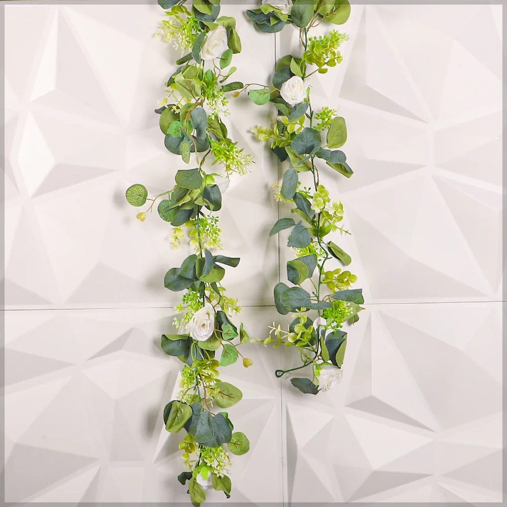 Artificial Eucalyptus Garland with Rose Flower - Image 5