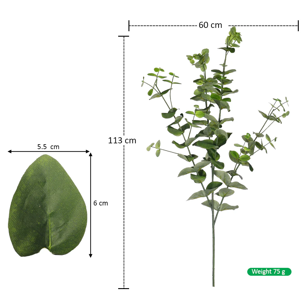 Artificial Eucalyptus Stems Leaves 113cm(without vase) - Image 2