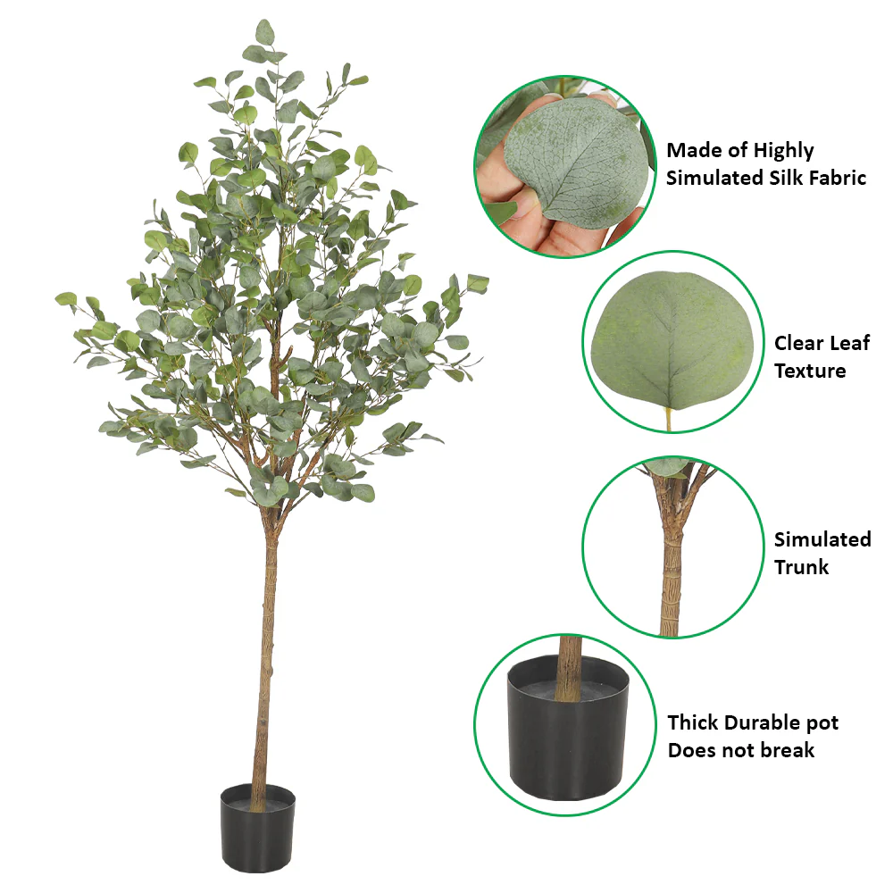 Artificial Eucalyptus Tree 180cm Tall(with black nursery pot) - Image 4