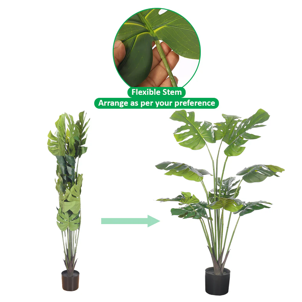 Artificial Faux Tree-Monstera 100cm Tall(with black nursery pot) - Image 5