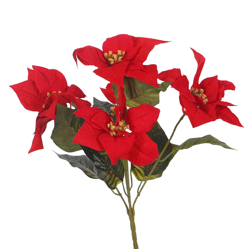 Artificial Festive Poinsettia Flower - Image 3