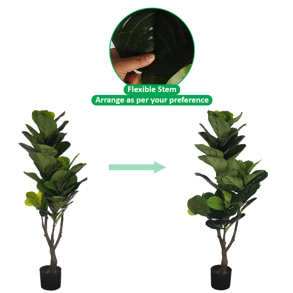 Artificial Fiddle Leaf Plant 120cm High(with black nursery pot) - Image 3