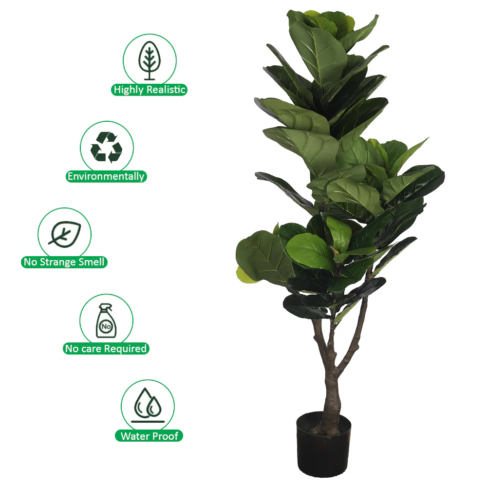 Artificial Fiddle Leaf Plant 120cm High(with black nursery pot) - Image 4