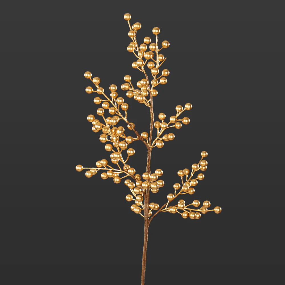 Single Artificial Gold Berry Stem (without vase) - Image 2