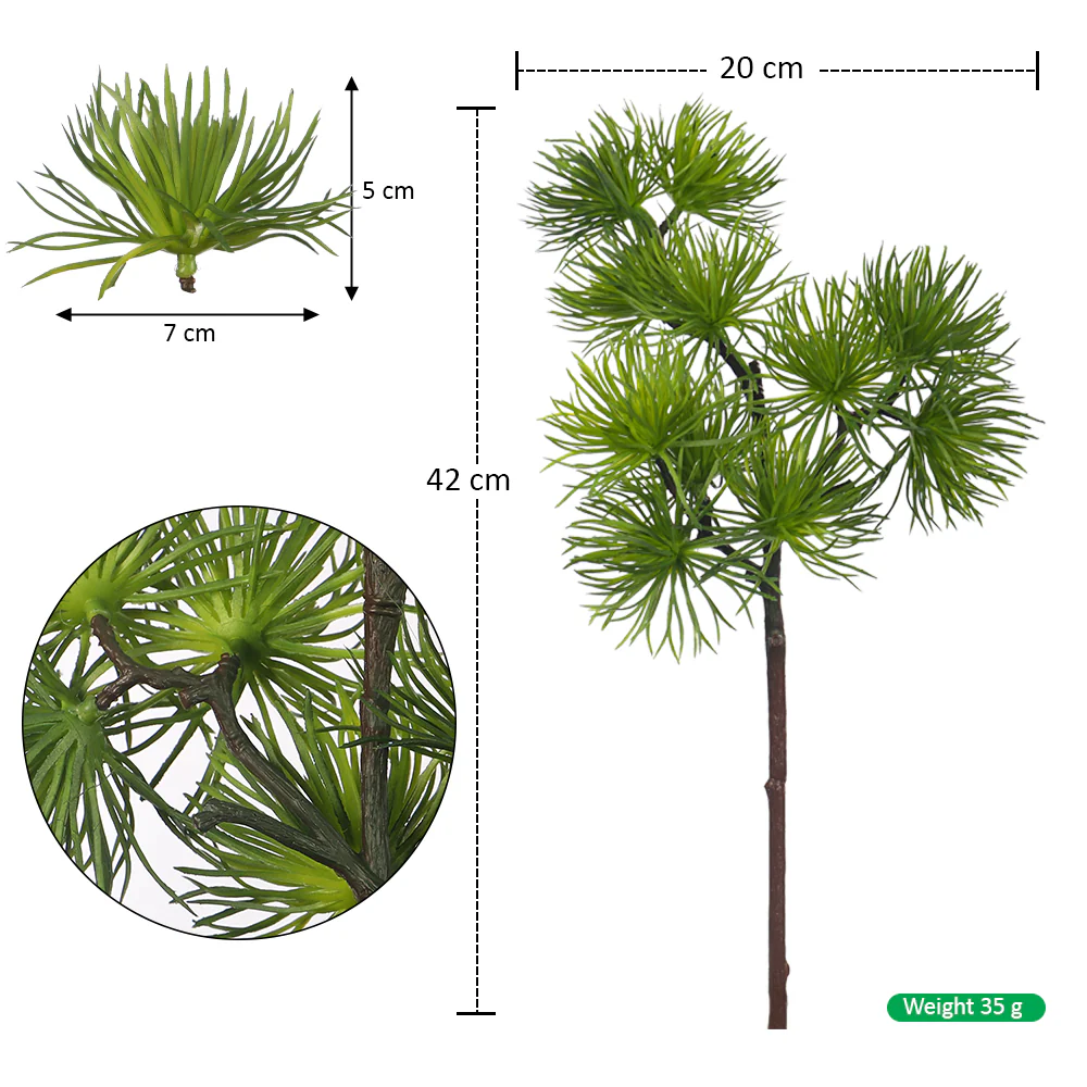 Artificial Green Pine Needle Single Branch(without vase) - Image 2