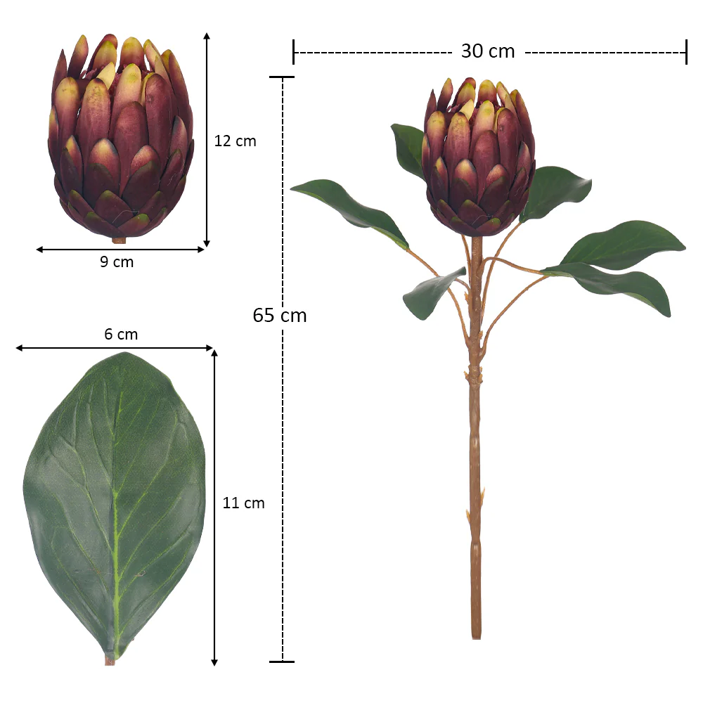 Artificial Single Stem King Protea Flower (without vase) - Image 6