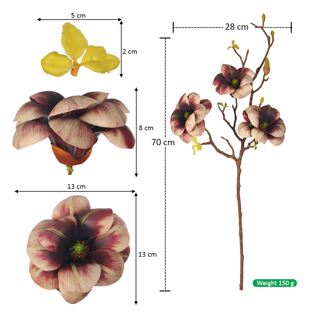 Artificial Magnolia Flower Single Stem (without vase) - Image 22