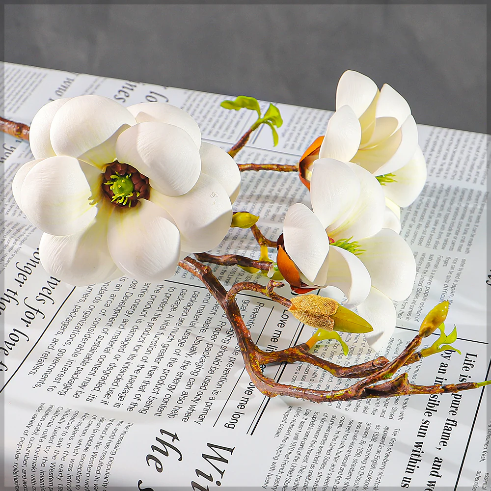 Artificial Magnolia Flower Single Stem (without vase) - Image 3