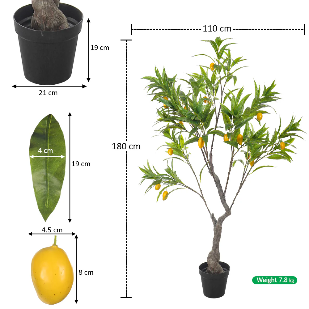 Artificial Mango Fruit Tree 180 cm(with black nursery pot) - Image 2