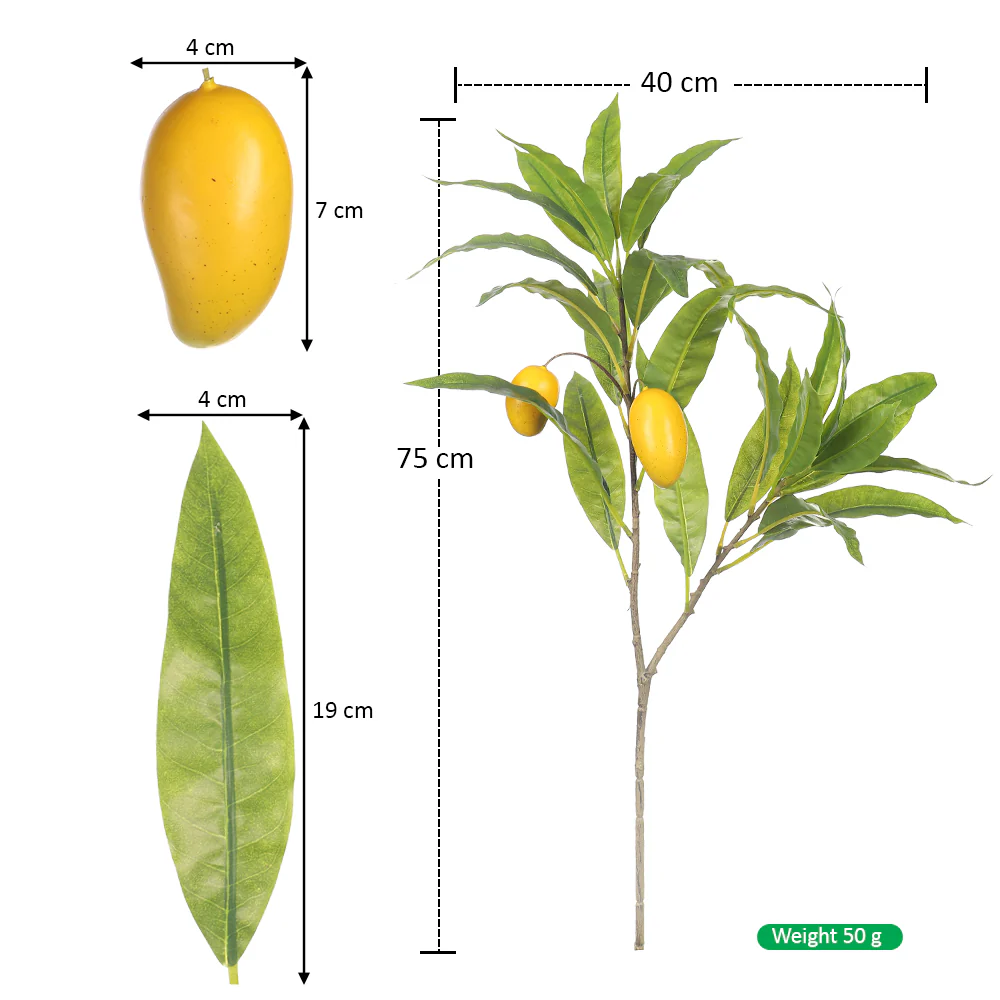 Artificial Mangoes Single Stems with Leaves(without vase) - Image 2