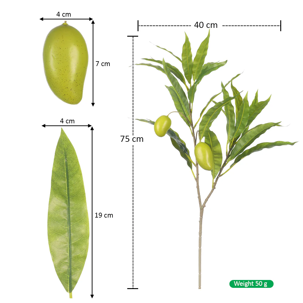 Artificial Mangoes Single Stems with Leaves(without vase) - Image 6